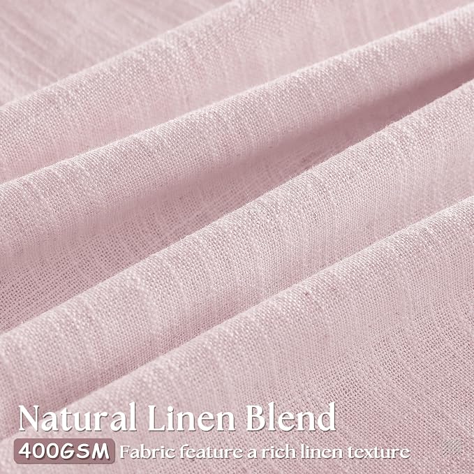 Light Pink Linen Pinch Pleat Curtains 108 Inch Length 2 Panels Set 40x108 | - Image 3