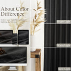 Black Short Linen Textured Curtains 40 Inches Long 2 Panels Set - Image 4
