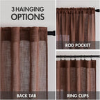 MIULEE Chocolate Brown Linen Curtains 52x90 Inch - Image 3