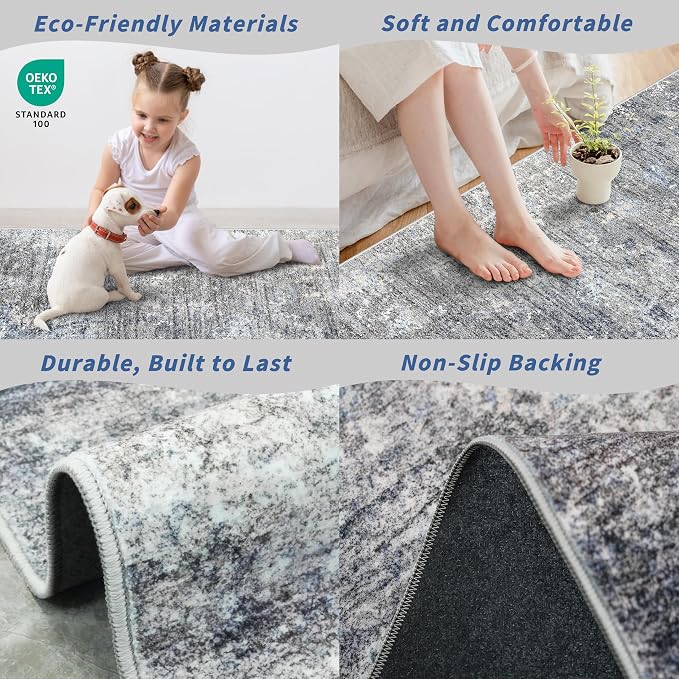 4x5 Washable Entryway Rug – Non-Slip Modern Abstract Indoor Area Rug - Image 5