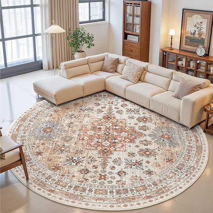 9ft Round Rug, Large Circle Rug by Zesthome