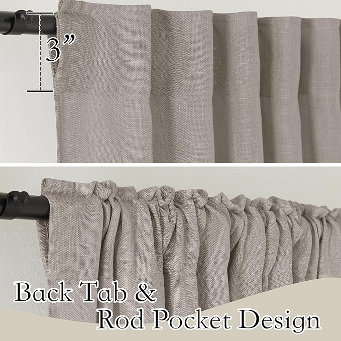 RYB HOME Linen Semi Sheer Curtains - Image 3
