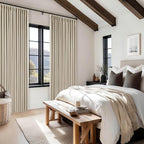 Oatmeal Pinch Pleated 100% Blackout Linen Curtains 100 Inch Length 2 Panel | - Image 7