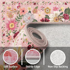 Pink Floral Hallway Runner Rug 2x4 - Image 7
