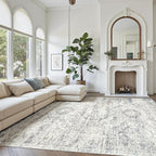 Soalmost Washable Area Rug 8x10 Large Soft Living Room Rugs Blue/Ivory | - Image 2
