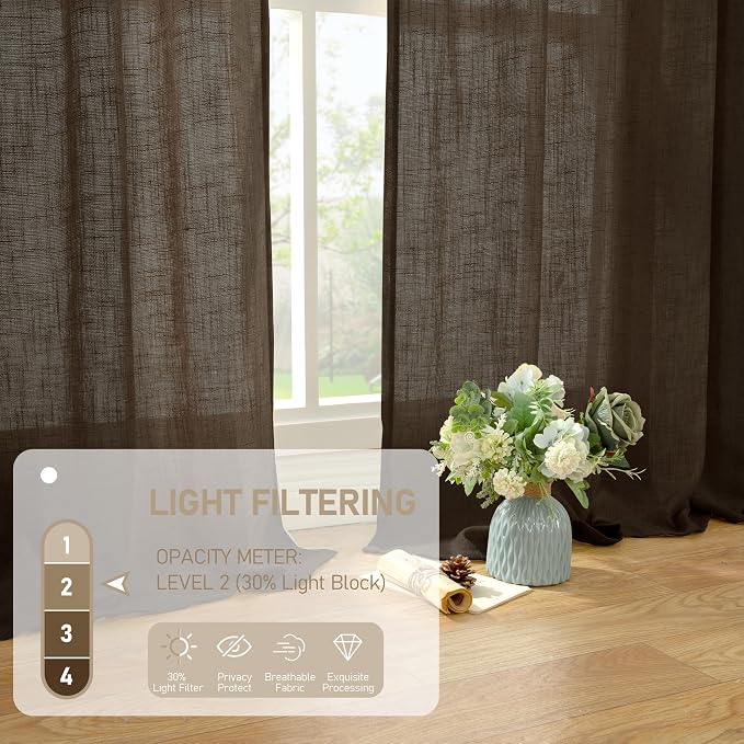 Brown Linen Curtains 48 Inch Length - Image 5