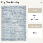 Soalmost 6x9 Area Rug for Living Room Washable Rugs Non-Slip Blue | Low-Pile - Image 3