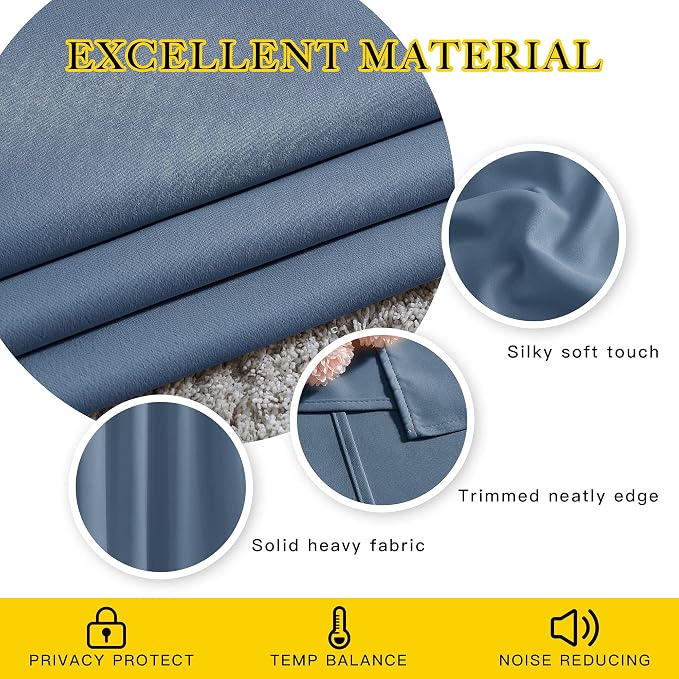NICETOWN Bedroom Blackout Curtains and Drapes 48" Long 2 Panels Set - Image 4