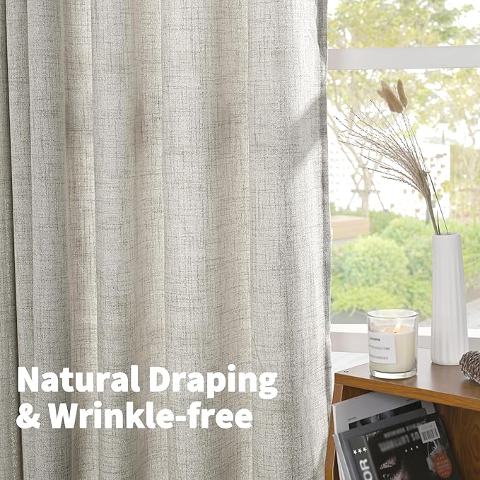 YoungsTex Dark Grey Linen Curtains 72 Inch Length - Image 5