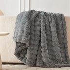 COOVA Faux Fur Throw Blanket for Couch, Cozy Soft and Fuzzy Plush Rabbit Fur - Image 3
