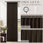 Dark Brown Pleated Double Layer Thick Linen Curtains 90 Inches Long | - Image 4