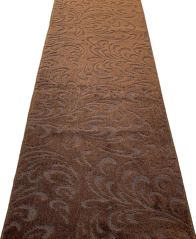 8 FT Long Non-Slip Washable Brown Carpet Runner Rug - Image 6
