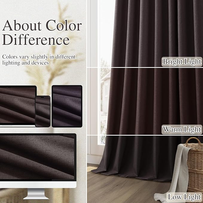100% Blackout Curtains 90 Inch Length 2 Panels Set - Image 7