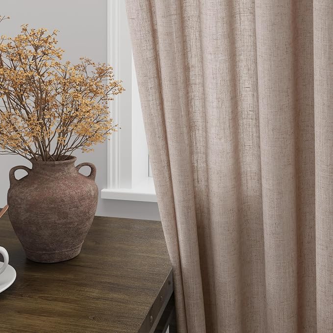 Oatmeal Linen Curtains 120 Inch Extra Long - Image 2