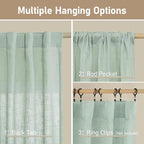 54 Inch Semi Sheer Window Linen Curtains, Light Filtering Panels | Linen - Image 3