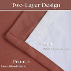 Terracotta 100% Black Out Pinch Pleat Linen 108 Inch Curtains | Black Out - Image 4