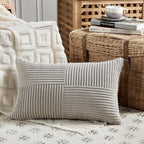 Fancy Homi 2 Packs Neutral Grey Lumbar Decorative Throw Pillow Covers 12x20 Inch - Image 2