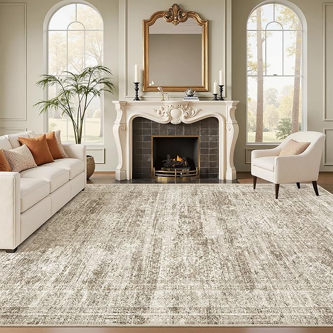 Soalmost 10x12 Area Rugs for Living Room Washable Rug Non-Slip Brown | Large by Soalmost