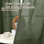 Olive Green Linen Sheer Curtains 96 Inches Long - Image 5