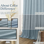 Blue 100% Blackout Linen Curtains 84 Inch Length 2 Panels Set - Image 7