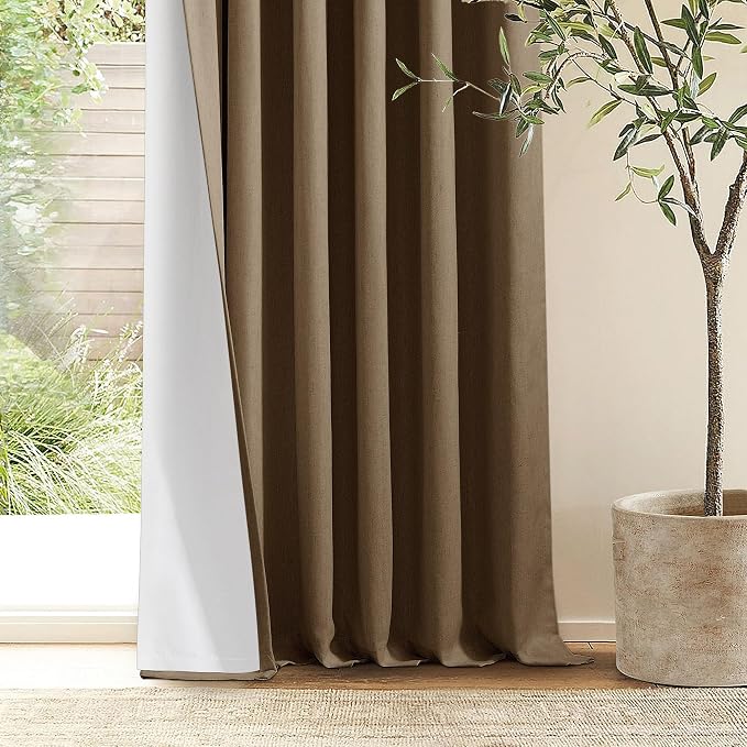 Dutch Cocoa Blackout Linen Curtains 108 Inches Long Pinch Pleated | 100% Black - Image 9