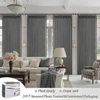 Dark Grey Pleat Semi Sheer Curtains 96 Inches Long - Image 5