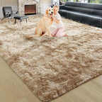 6x9 Large Tie-Dyed Beige Fluffy Area Rug Non-Slip - Image 9