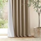 Light Brown Pleated Linen 100% Blackout Curtains 90 Inches Long - Image 9