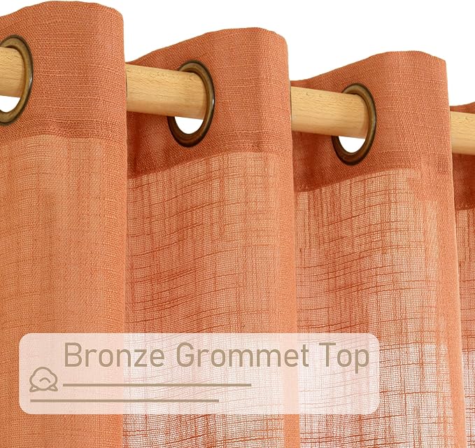 Burnt Orange 78 inch Linen Curtains - Image 4