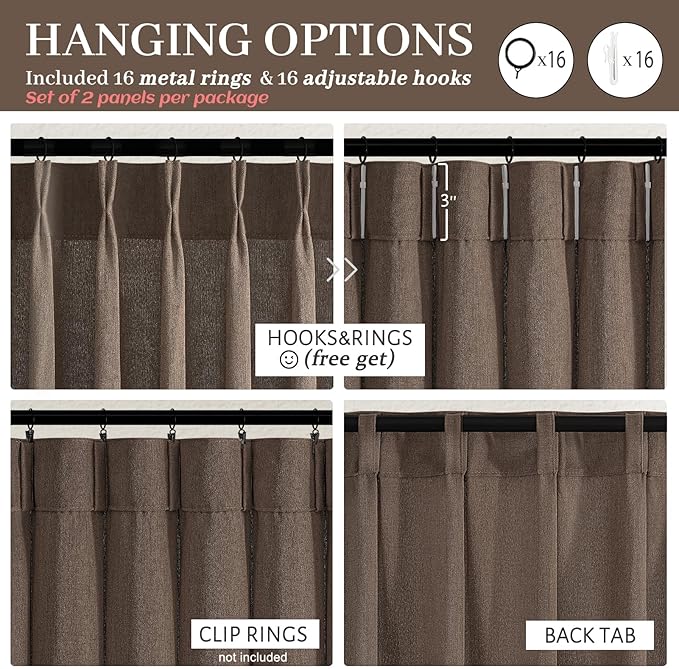 Extra Long 108 Inch Dark Brown Floor to Ceiling Curtains - Image 4