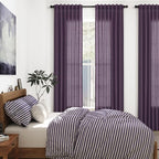 Plum Linen Curtains 84 Inch Length 2 Panels Set - Image 7