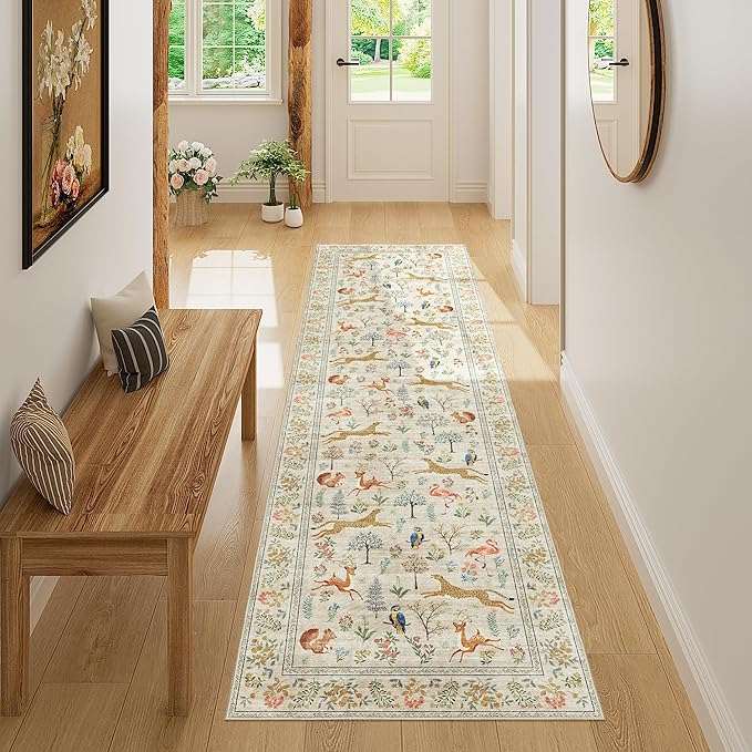 DUKINO 2x7 Runner Rug for Hallway, Washable Kitchen Rugs Non Slip, Stain by DUKINO