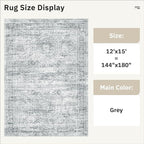 Soalmost 12x15 Washable Area Rugs Soft Living Room Rug Abstract Grey | Large - Image 5