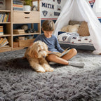 Grey Area Rugs for Living Room, Plush Fluffy Bedroom Rugs for Dorm Room 5x8 | - Image 4