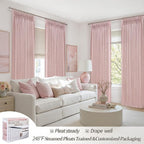 Baby Pink High Ceiling 102 Inches Long Curtains 2 Panels Set - Image 4