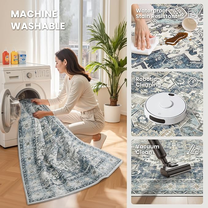9x12 Area Rugs for Living Room, Large Washable Rug, Dining Room, Low Pile - Image 5