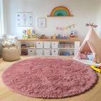 Blush Round Area Rugs 5ft, Soft Bedroom Circle Rug Mats - Image 4