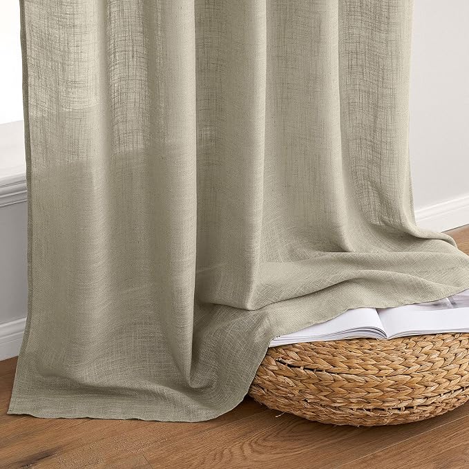 MIULEE Oatmeal Linen Curtains 52x84 Inch 2 Panels - Image 7