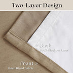 Light Brown Pinch Pleated Full Blackout Curtains Linen Blend 80 Inches Long | - Image 4