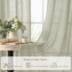 Sage Grey Sheer Linen Curtains 54 Inch Length - Image 9