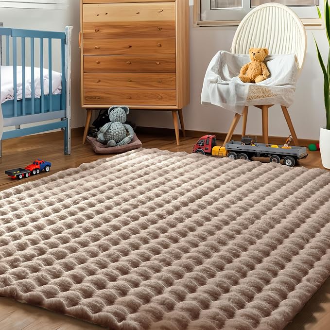 nuLOOM Jeni Taupe Checkered Washable Area Rug - Image 7