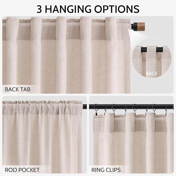 Natural White Linen Curtains 90 Inches Long - Image 2
