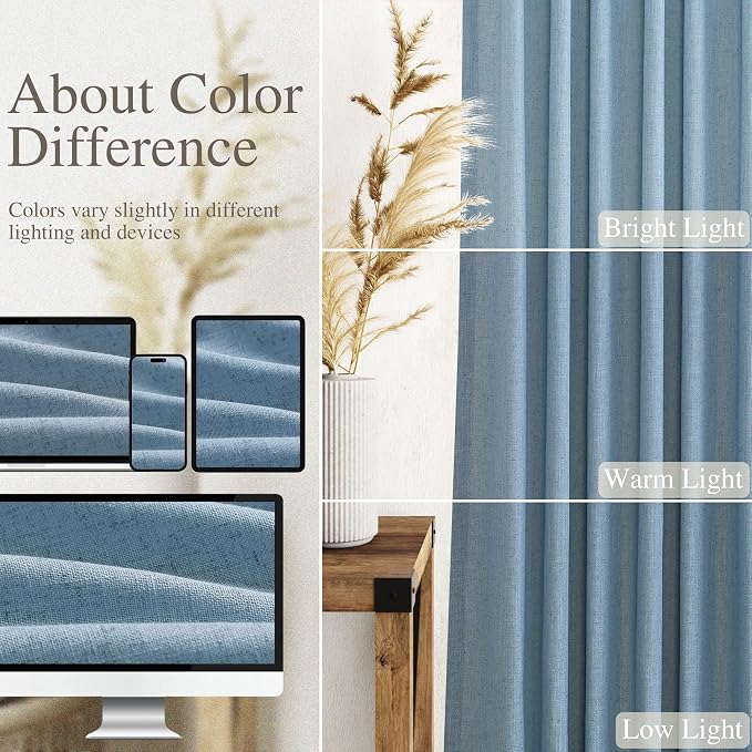 Blue Linen Curtains 96 inches Long - Image 4
