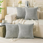 Set of 4 Grey Decorative Throw Pillow Covers 18x18 Inch Corduroy Pillow Covers by Cozoomy