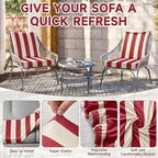 CALBODE 8 Pcs Stretch Outdoor Seat Cushion Covers, Washable Striped Chair Seat - Image 4