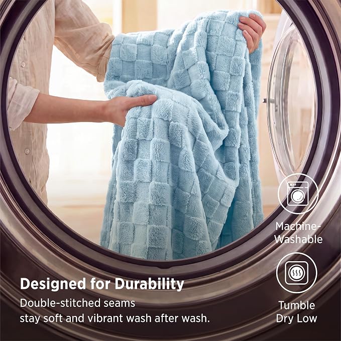 Bedsure GentleSoft Light Blue Throw Blanket - Image 6