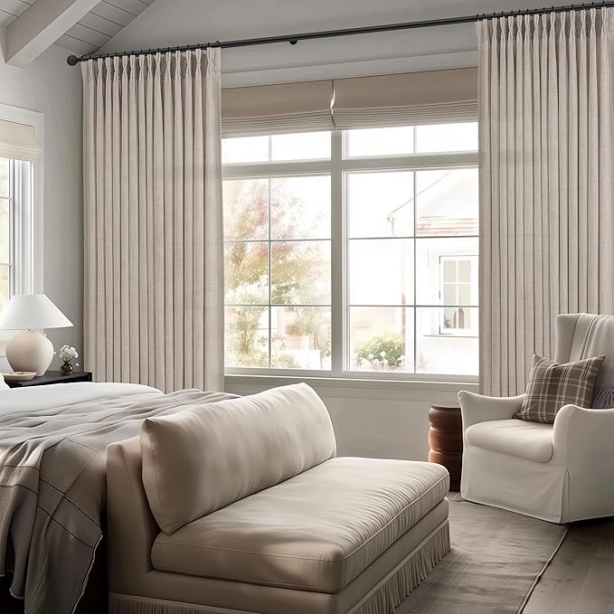 Pinch Pleated Taupe 105 Inch Length Floor to Ceiling Curtains 2 Panels Set - Image 6