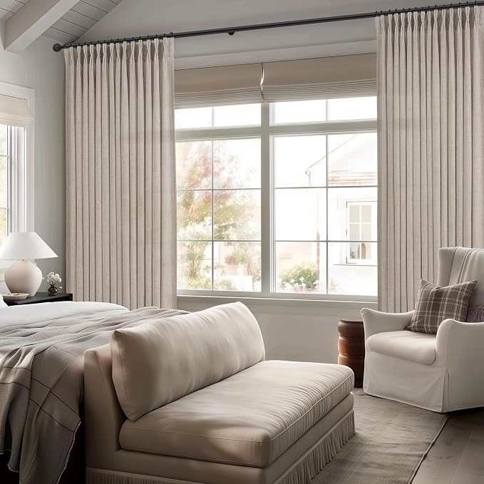Greyish Brown 70 Inch Extra Wide Light Filtering Living Room Curtains 108 - Image 7