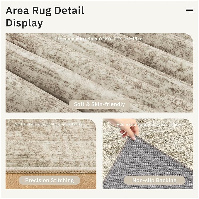 Soalmost Runner Rug 2x5 Washable Non-Slip Kitchen Entry Runners Brown | Soft - Image 6