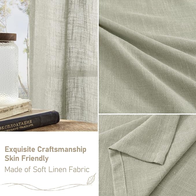 Sage Grey Linen Curtains 24 Inch Length - Image 6